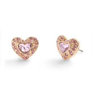 COACH Faux Stone Heart Earrings - pink/gold